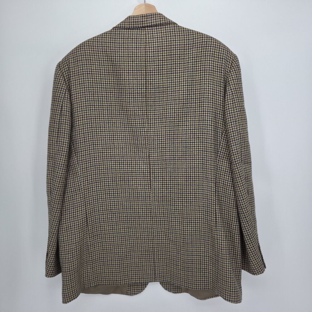 Vintage Oscar De La Renta Men's Brown Houndstooth Blazer Wool Lined Sz 46R - Picture 3 of 5